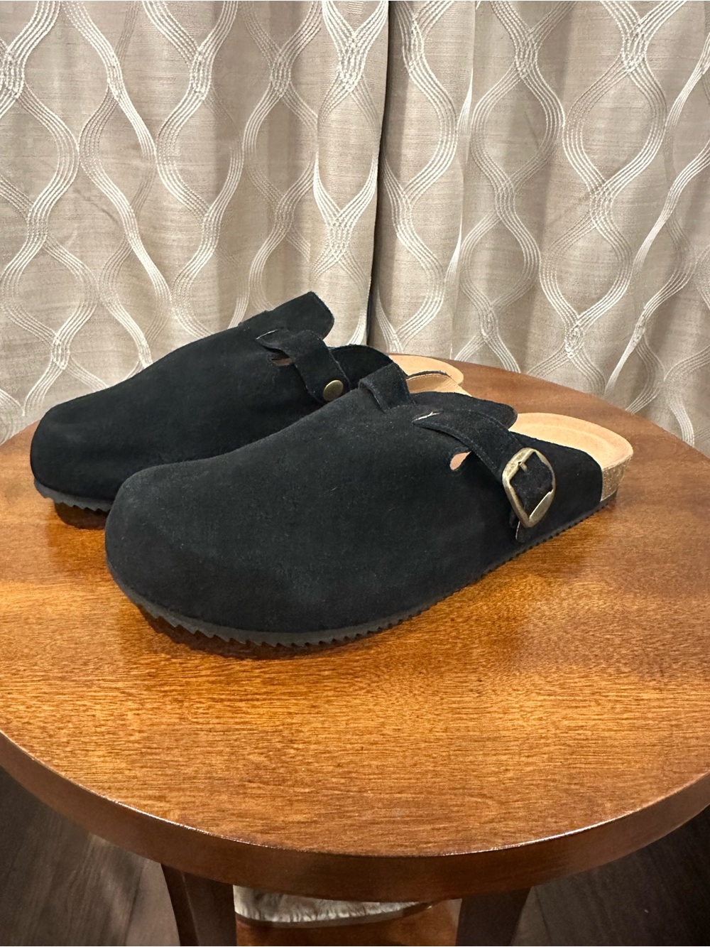 Intini Men’s Black Suede Adjustable Buckle Clogs, Men’s Size EU 47 or US Size 13